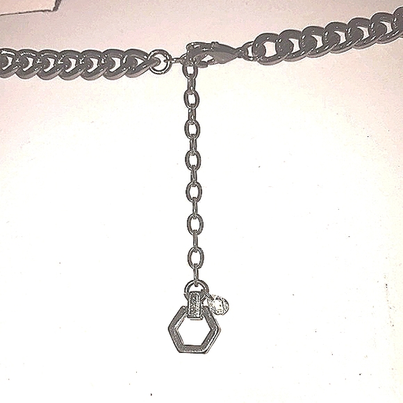 Stunning Vera Wang Amber Crystal and Gunmetal Chain Necklace - Picture 4 of 4